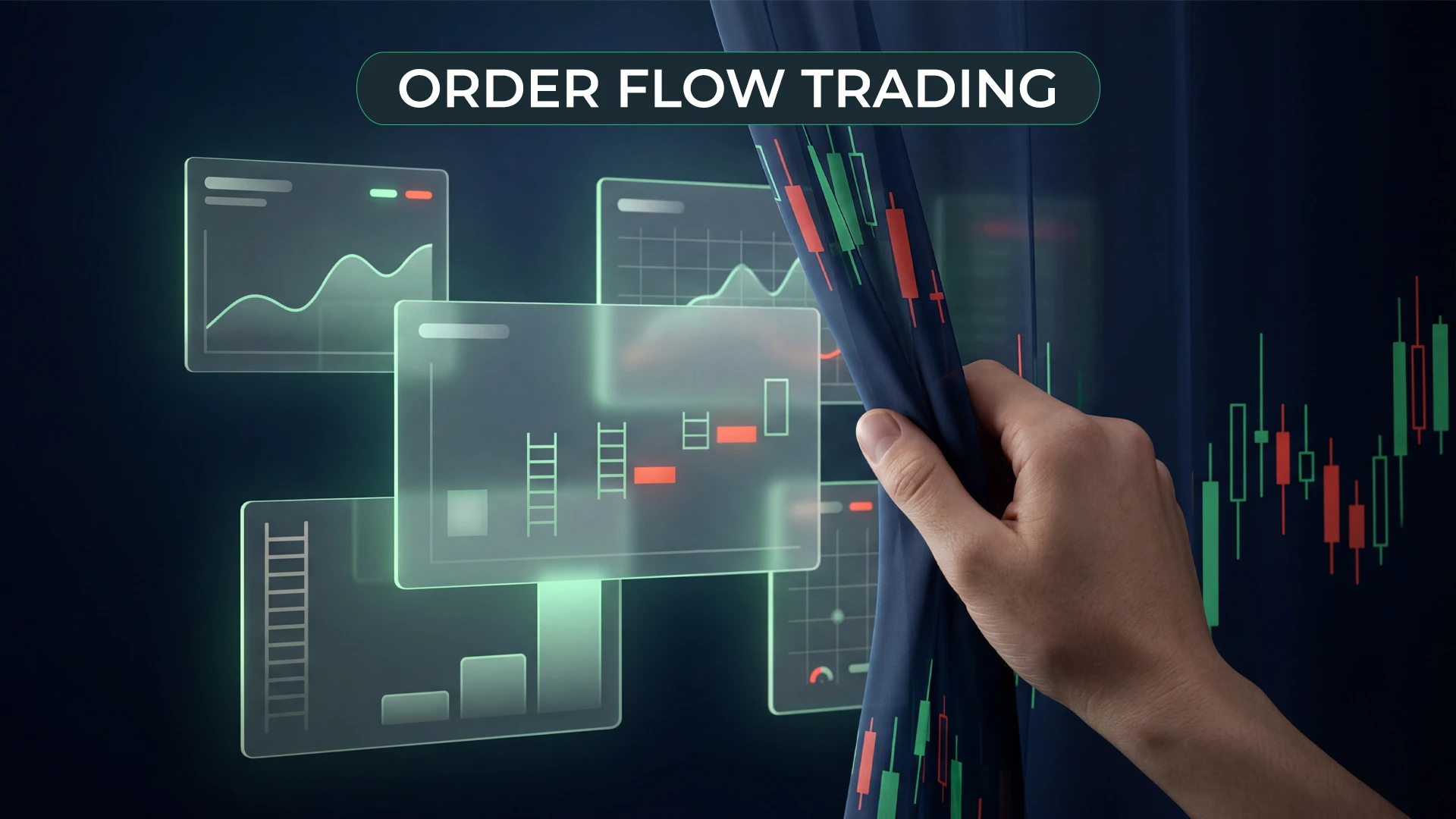 Illustration of order flow trading and market data.