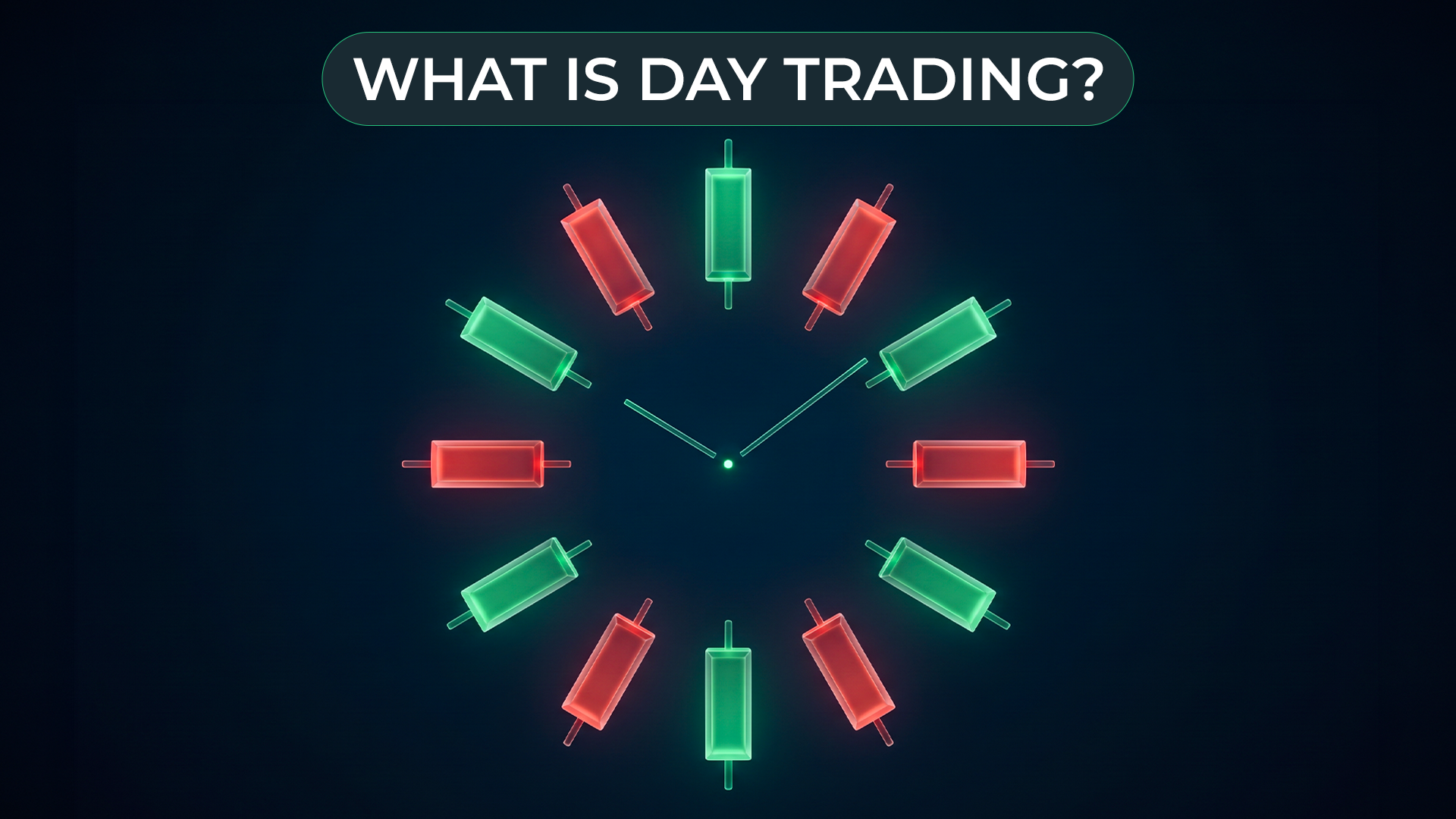 What Is Day Trading? Candlestick Clock Illustration